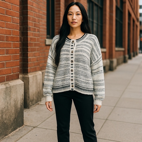 J. Crew Space-Dyed Textured Cardigan Sweater Women's Size XL - Picture 1 of 12